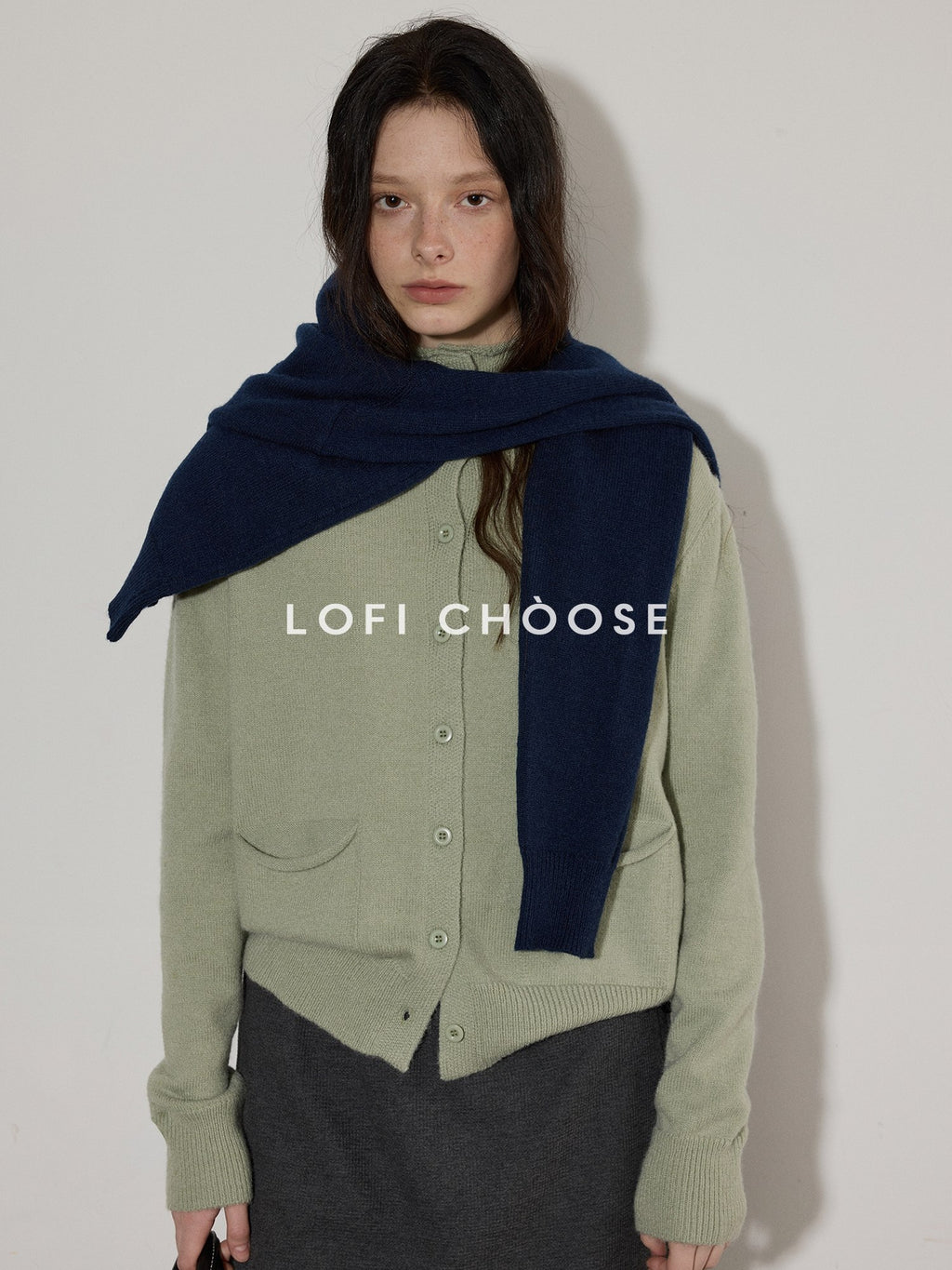 Lofi choose Soft Wool Blend Rolled Edge Loose Office Knit Button Long Sleeve Cardigans