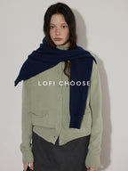 Lofi choose Soft Wool Blend Rolled Edge Loose Office Knit Button Long Sleeve Cardigans