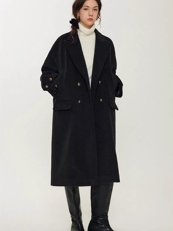 fano Minimalist Commuter Straight Fit Double Breasted Lapel Pocket Women Short Coat