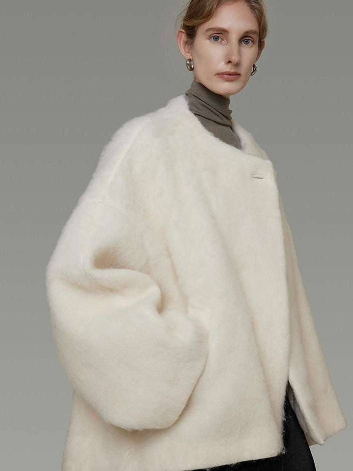 unspoken Premium Sheepswool Thick Tailored Relaxed Office One Button Wool Coats