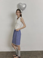 Lofi choose Slimming Lace Sleeveless French Loose Round Neck Button Women White Blouses