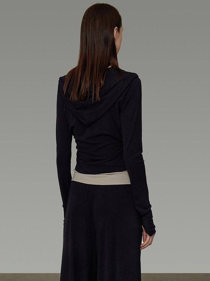 unspoken Navy V-neck Long Sleeve Knit Two Piece Office Casual Women Lounge Sets