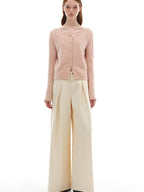 someonesometimes Soft Pink Cozy Wool Button V-neck Loose Fit Unisex Knit Cardigans