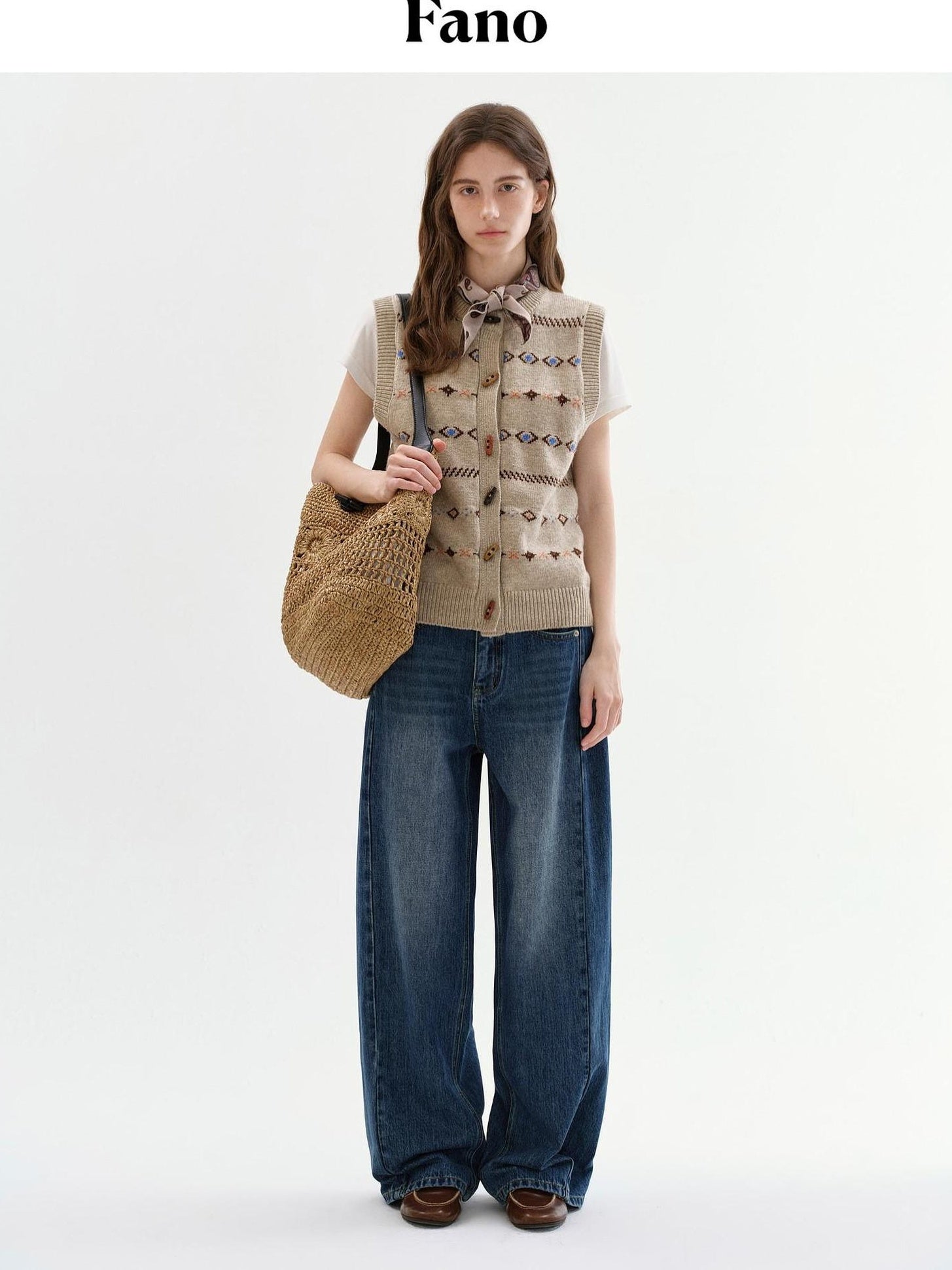 fano Cotton Commuter Natural Waist Loose Fit Women Denim No Stretch Wide Leg Jeans