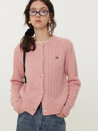 fano Pure Lambswool Minimal Commuter Low Round Neck Button Knitwear Women Cardigans