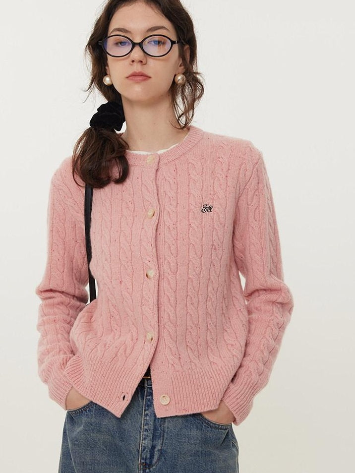 fano Pure Lambswool Minimal Commuter Low Round Neck Button Knitwear Women Cardigans