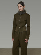 unspoken Breathable Cotton High Waist Minimal Office Heather Green Wide Leg Pants