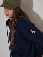 Lofi choose Fleece Lined Cotton Relaxed Hooded Pullover Smart Casual Long Sleeve Navy Hoodie