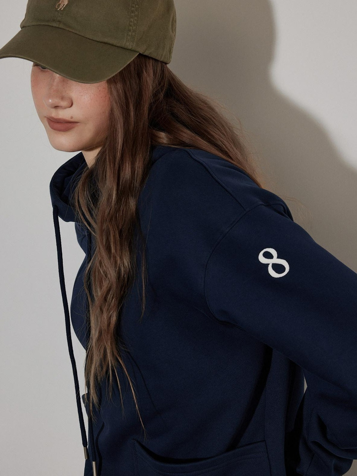 Lofi choose Fleece Lined Cotton Relaxed Hooded Pullover Smart Casual Long Sleeve Navy Hoodie