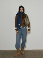 Lofi choose Soft Midweight British Argyle Contrast Button Women Knitwear Cardigans