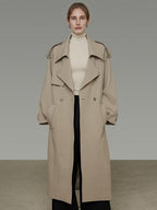 unspoken Online Exclusive Minimalist Loose Fit Midlength Light Khaki Women Trench Coats