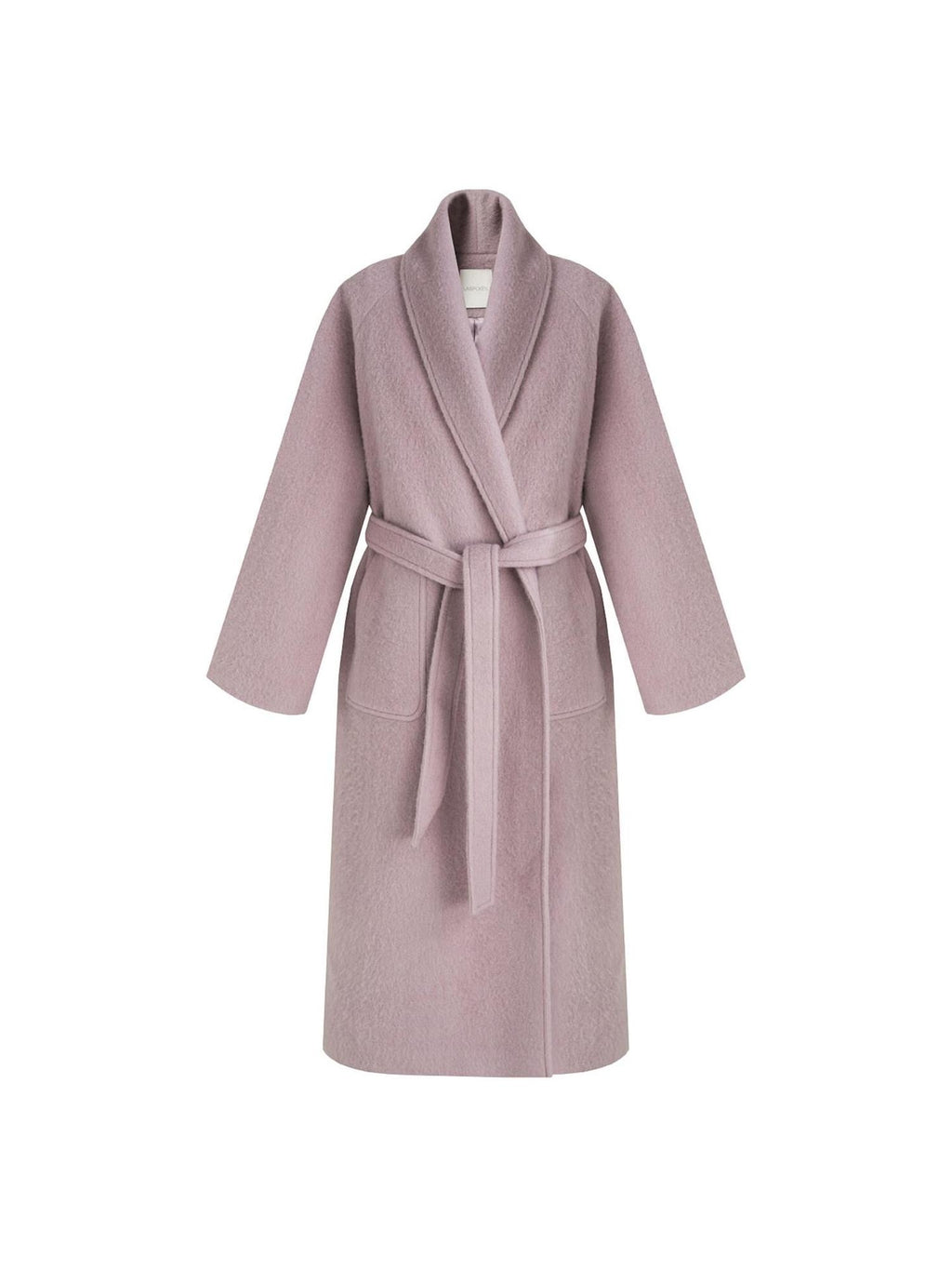 unspoken Cozy Thick Lambswool Midlength Loose Fit Minimalist Commuter Lavender Wool Coats