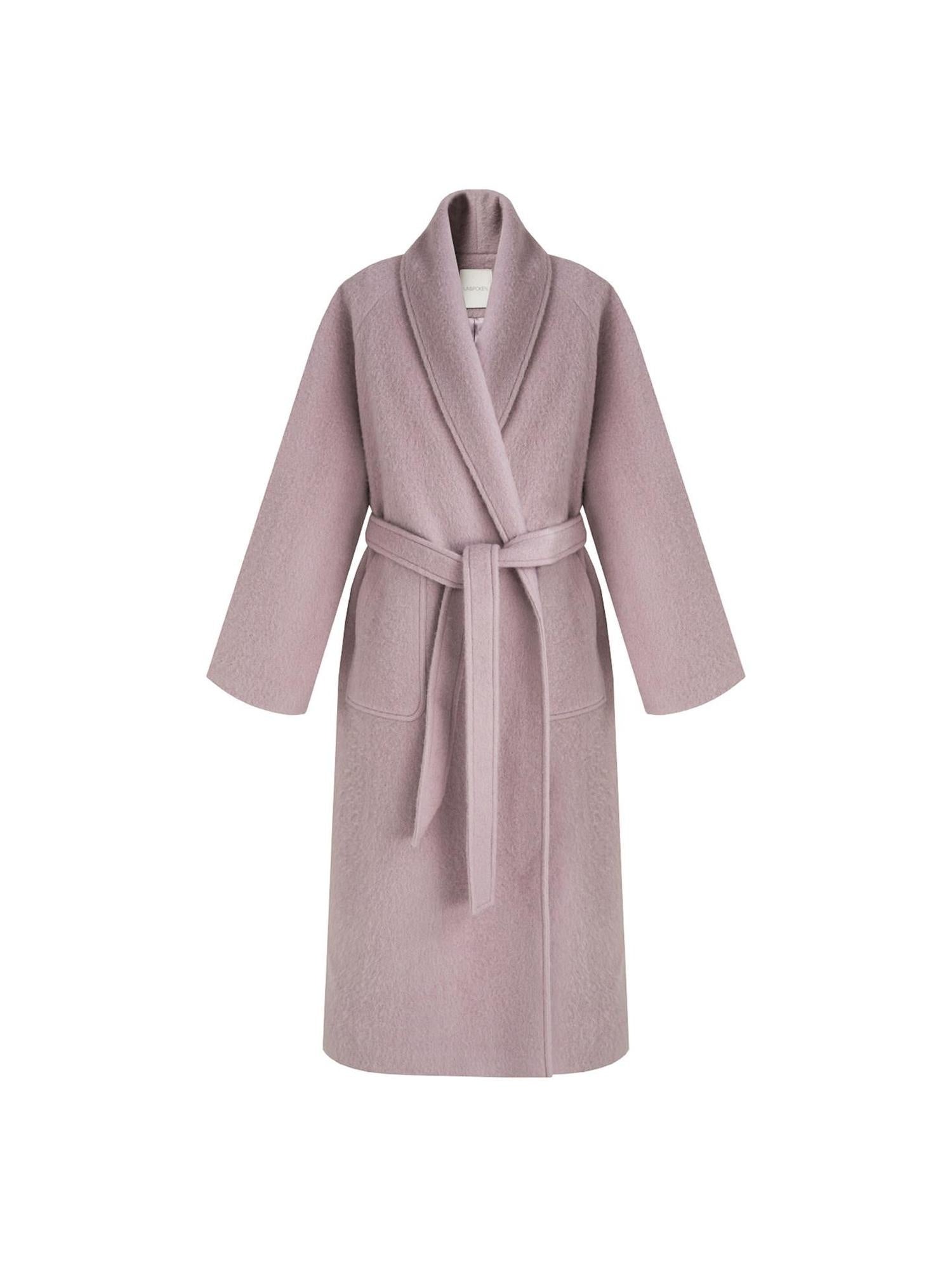 unspoken Cozy Thick Lambswool Midlength Loose Fit Minimalist Commuter Lavender Wool Coats