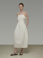 unspoken Soft Cotton High Waist A Line Irregular Hem Minimalist Workwear Maxi Dresses