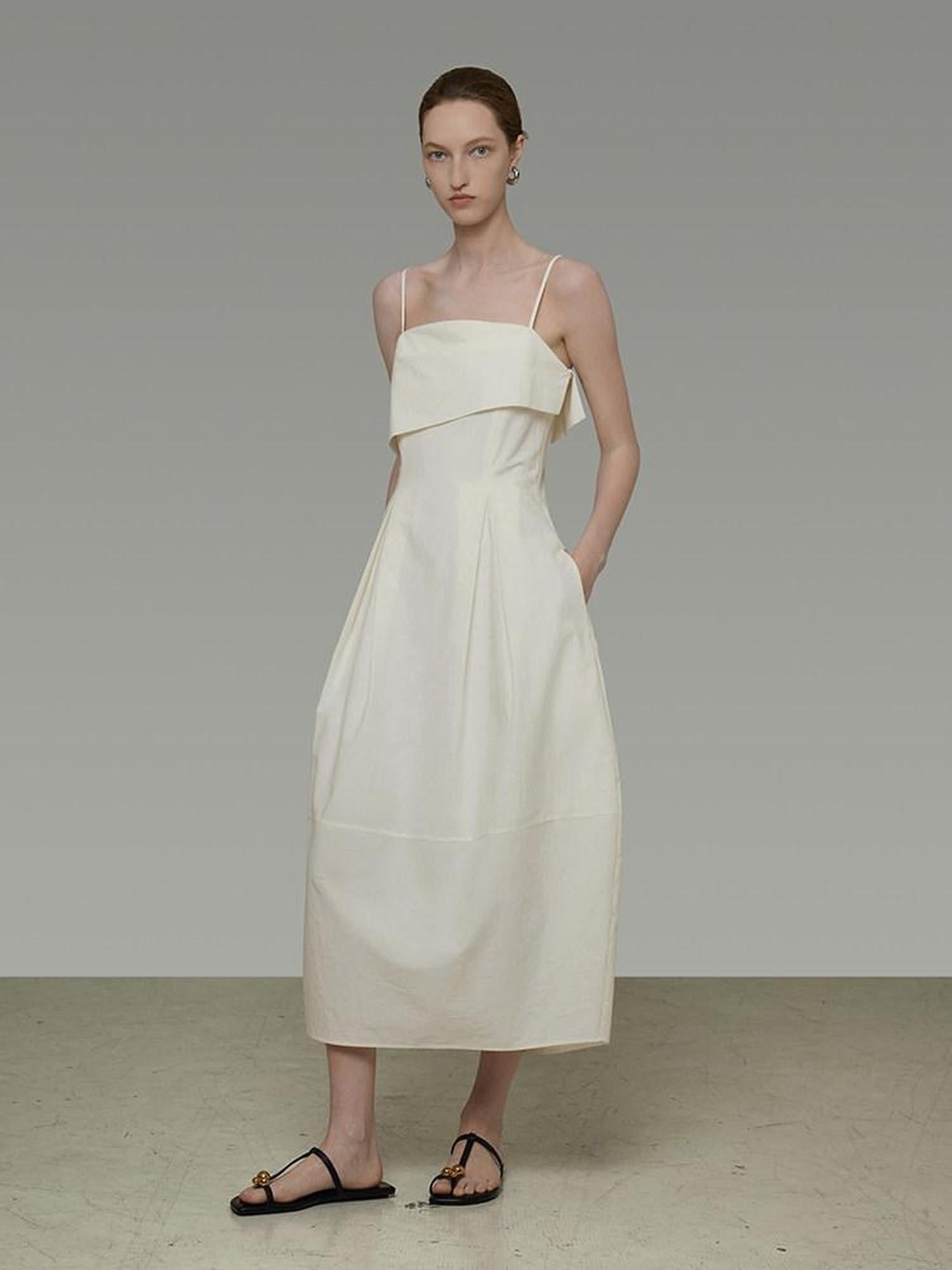 unspoken Soft Cotton High Waist A Line Irregular Hem Minimalist Workwear Maxi Dresses