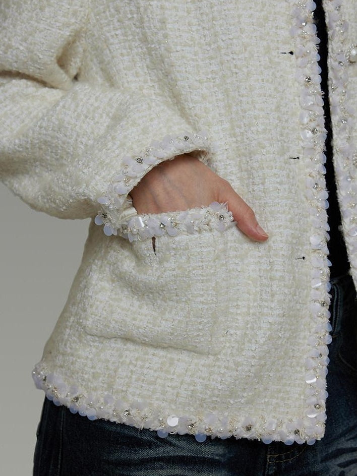 unspoken Wool Blend Minimal Commuter Relaxed Fit 3D Tailored Cropped Jackets