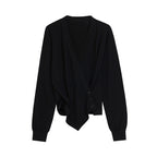 unspoken_Soft_Asymmetrical_Loose_Women_V-neck_Long_Sleeve_Black_Blouses_MISSTT