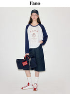 fano Moisture Wicking Cross Print Korean Loose Raglan Lyocell Long Sleeve T-Shirts