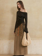 someonesometimes Wool Blend Lined Vintage Straight Mid Hidden Zip Casual Women Maxi Skirts