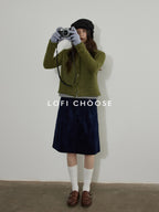 Lofi choose Soft Relaxed Casual Buttoned Round Neck Long Sleeve For Women Cardigans