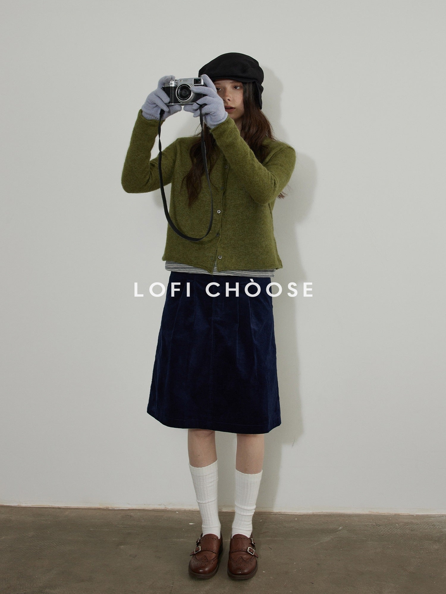 Lofi choose Soft Relaxed Casual Buttoned Round Neck Long Sleeve For Women Cardigans