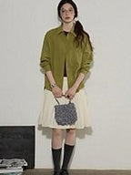 Lofi choose High Waist Pleated A Line Office Ready Women Black Ivory Polyester Mini Skirts