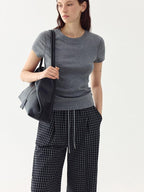 fano Cooling Lyocell Blend Korean Slim Short Sleeve Tee Basic Crop Tops