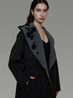 unspoken Warm Thick Minimal Commuter Loose Fit Lapel Women Sheep Wool Blend Wool Coats