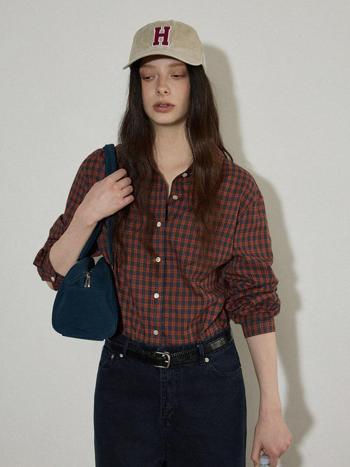 Lofi choose 100 Percent Cotton Loose Plaid Collar Long Sleeve Women Workwear Button Shirts