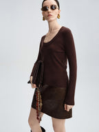 audreyyang Cozy 100% Wool Slim Fit Round Neck Pullover Women Knitwear Tops Sweaters
