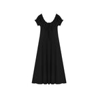 fano_Structured_High_Waist_A_Line_Square_Neck_Cotton_Short_Sleeve_Black_Maxi_Dresses_MISSTT