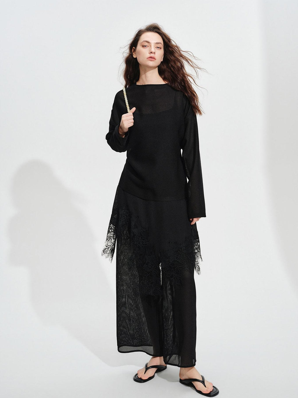 audreyyang Soft Viscose Blend Non Deforming Loose Fit Patchwork Women Top & Pants Sets