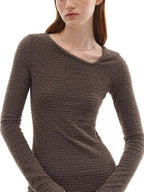 someone sometimes Slim Knit Minimal Casual Crewneck Long Sleeve Women Gray Top & Skirt Sets