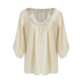 unspoken_Durable_100%_Cotton_Original_Relaxed_Round_Neck_Women_Beige_Solid_Blouses_MISSTT