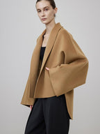 unspoken Asymmetric Sculpted Single Breasted Minimal Commuter Loose V-neck Wool Coats
