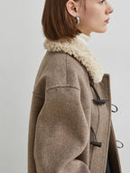 fano Warm Thick Mid Length Stand Collar Straight Commuter Young Women Wool Coats