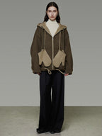 unspoken Premium Sheepswool Minimal Commuter Loose Fit Hooded Zip For Women Wool Coats