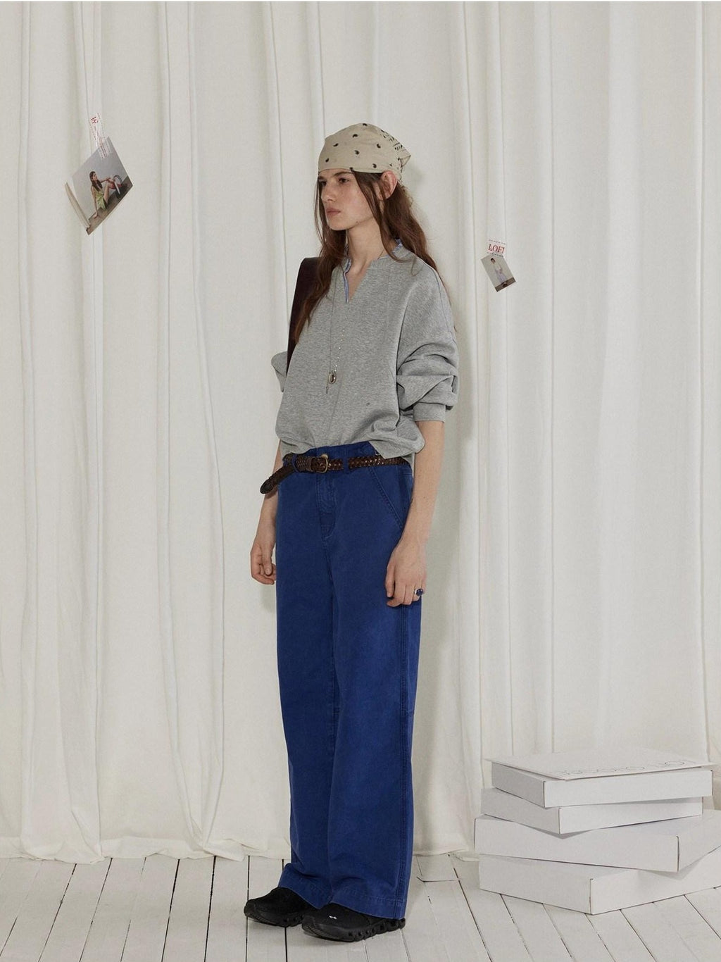 Lofi choose High Waist Distressed Vintage Blue Relaxed Cotton Zip Fly Womens Wide Leg Jeans