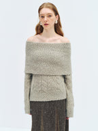 someone sometimes Wool Mohair Blend Oversized Casual Knit Pullover Women Dark Mist Green Sweaters