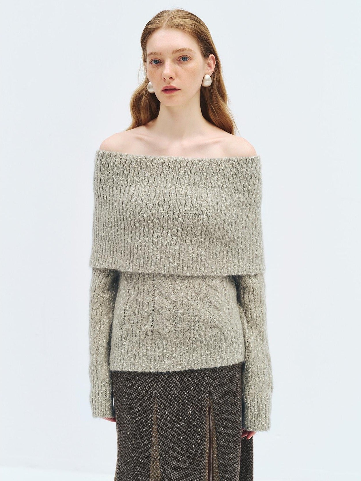 someone sometimes Wool Mohair Blend Oversized Casual Knit Pullover Women Dark Mist Green Sweaters