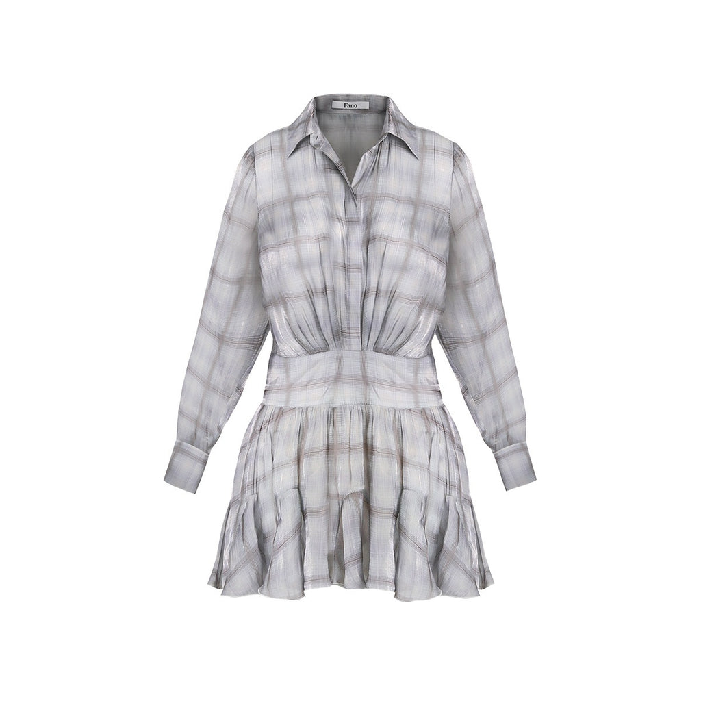 fano_Plaid_Korean_Workwear_A_Line_Natural_Waist_Mid_Sleeve_Khaki_Midi_Dresses_MISSTT