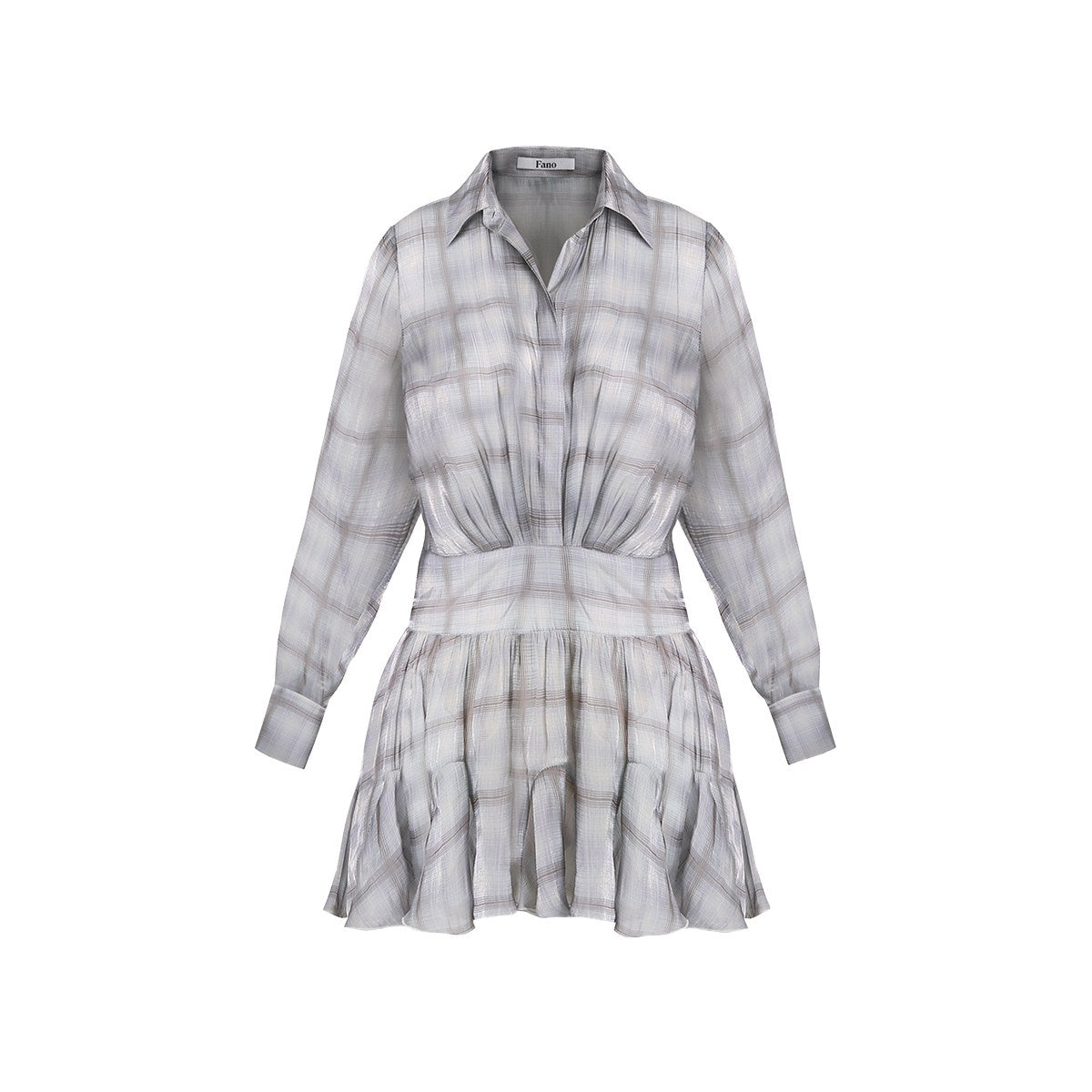 fano_Plaid_Korean_Workwear_A_Line_Natural_Waist_Mid_Sleeve_Khaki_Midi_Dresses_MISSTT
