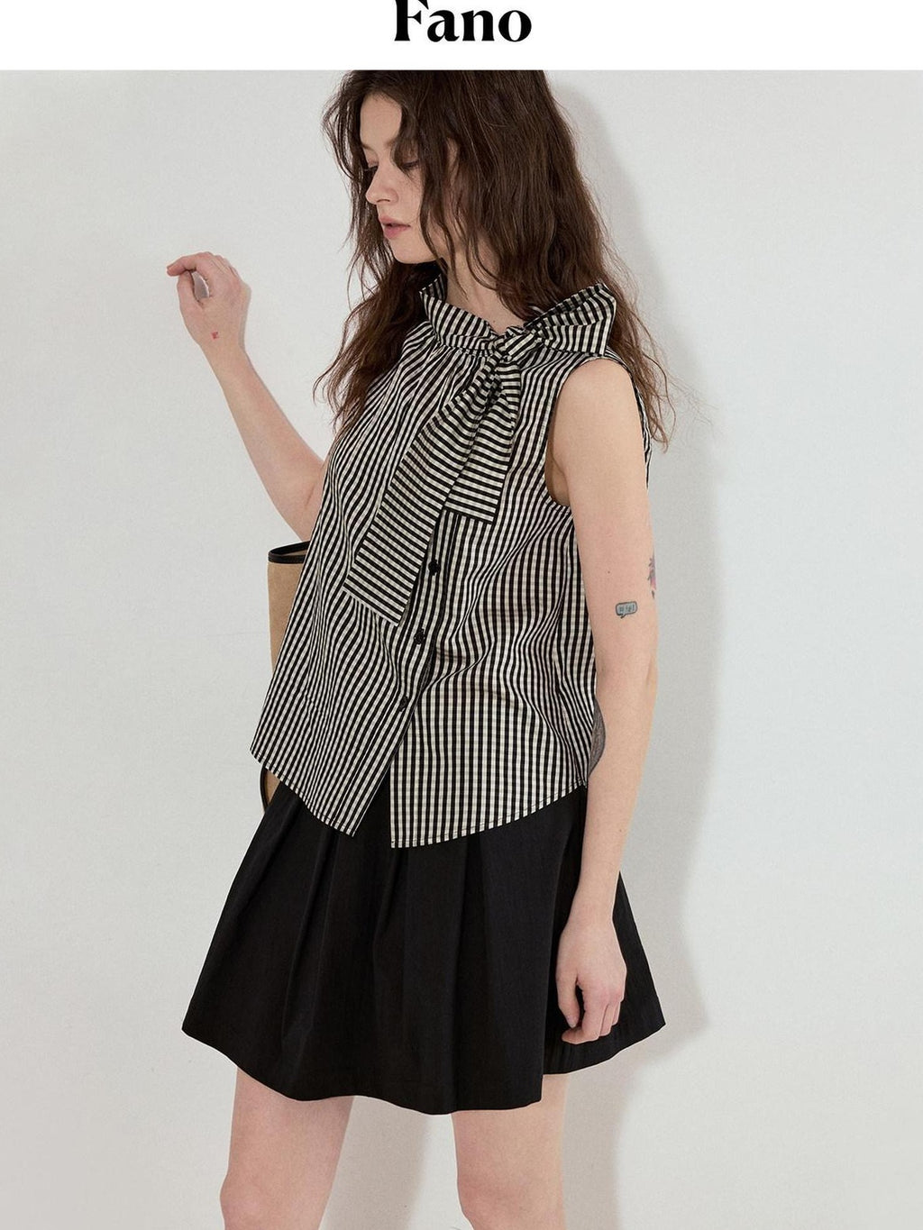fano Viscose Lyocell Plaid Sleeveless Loose Pullover Korean Workwear Women Blouses