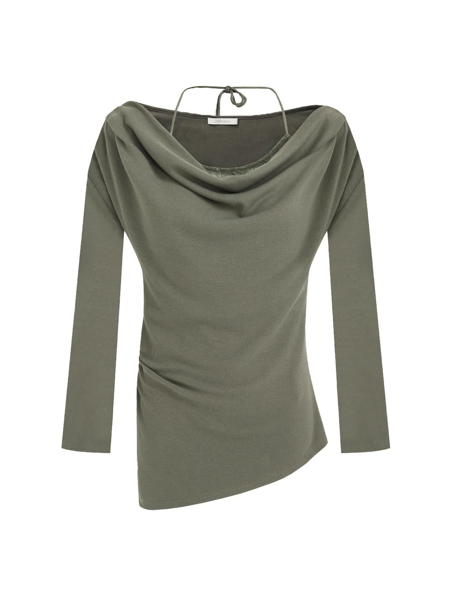 unspoken Breathable Soft Viscose Blend Slim Knit Long Sleeve Boat Neck Workwear Blouses