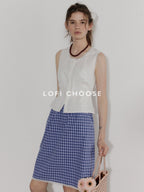 Lofi choose Slimming Lace Sleeveless French Loose Round Neck Button Women White Blouses