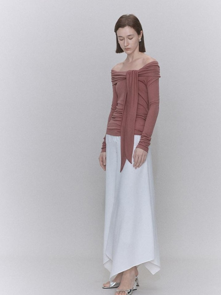 someone sometimes Recycled Viscose Linen Blend High Waist Asymmetric A Line Women Maxi Skirts