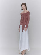 someone sometimes Recycled Viscose Linen Blend High Waist Asymmetric A Line Women Maxi Skirts