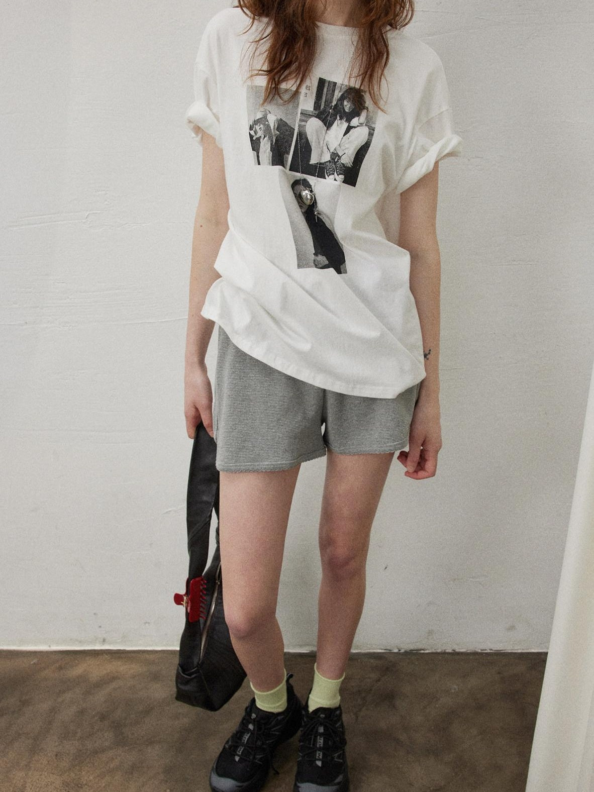 Lofi choose High Waist Loose Straight Leg Women Commuter Grey Casual Mini Shorts