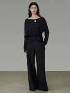 unspoken Soft Stretch Slim Fit Minimal Commuter Knit Pullover For Women Black Sweaters