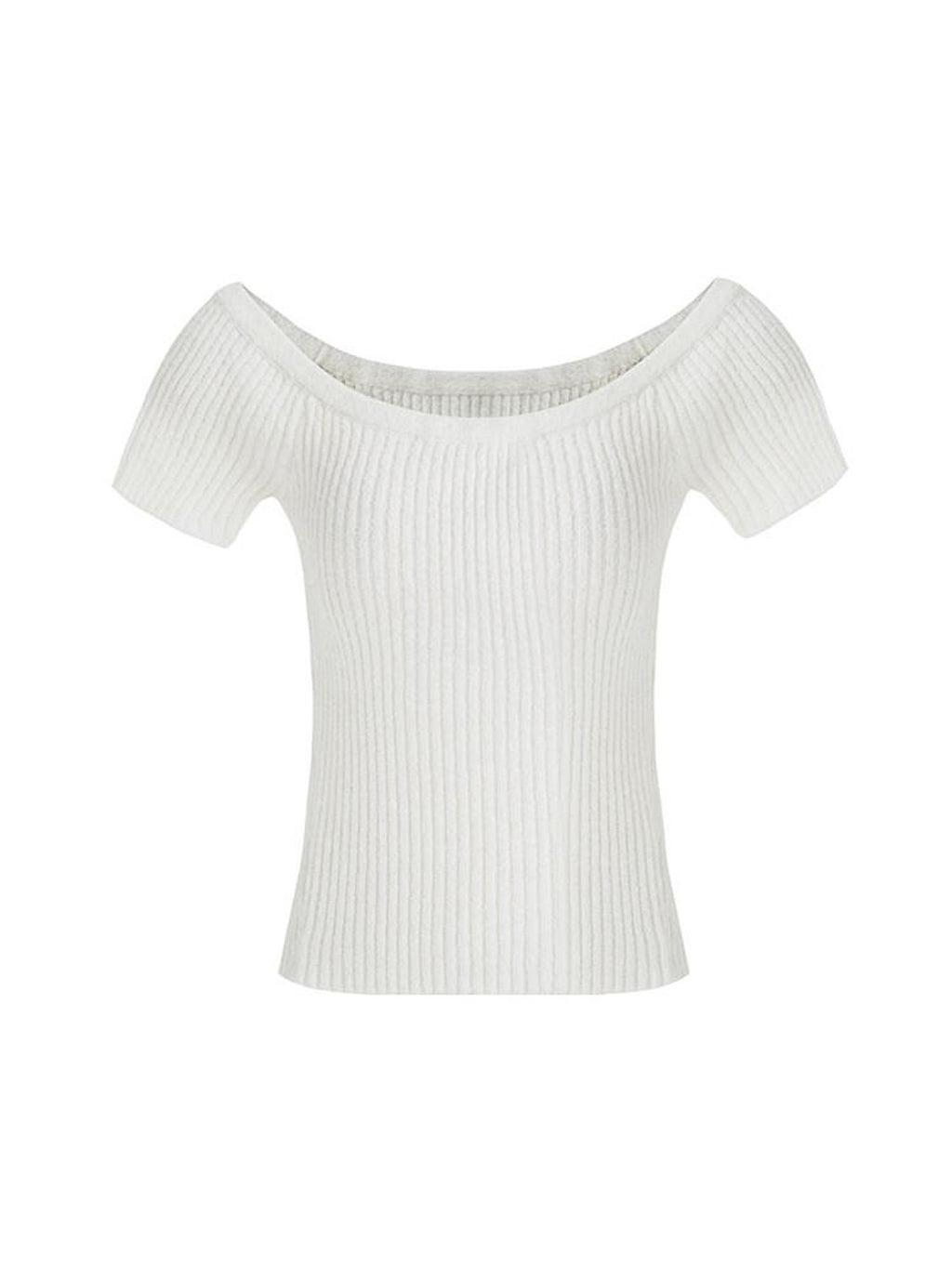 unspoken Minimalist Slim Fit Cotton Short Sleeve Women Off Shoulder Crop Tops